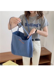 Simple Preppy Style Canvas Paper Bag Eco Foldable Shopping Bag Reusable Storage Folding Bags