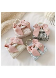 Korean Style Mini Handbags For Women Cute Bow Princess Tote Bag For Toddler Girls Party Shoulder Bag Gift