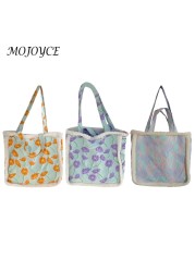 Female retro fluffy embroidery flower bag jacquard canvas square garment bags crossbody bag for Christmas gifts