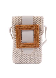 Beach Mobile Phone Bag Coin Purse Summer Mini Crossbody Vintage Female Handmade Straw Girls Small Shoulder Bag 2022