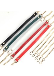 1pc 120cm Metal Chain Strap with Leather DIY Replacement Bag Chain Adjustable Bag Straps Single Purse Shoulder Strap for Bag