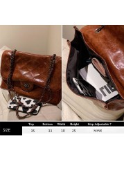 New Fashion 2022 Women Handbag Retro PU Leather Chain Shoulder Bags Large Capacity Casual Bags Designer Style For Girls