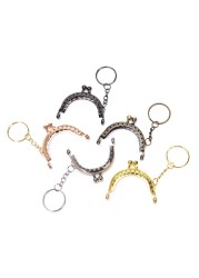 1pc 5cm Coin Purse Metal Frame With Keychain DIY Arc Frame Kiss Clasp Lock