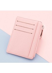 1pcs Small ID Card Holders Business Credit Card Holder PU Leather Slim Bank Card Case Organizer Fashion Zipper Unisex Wallet