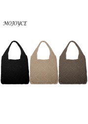 Lazy wind bags woven sweater shoulder bags large capacity shopping bags for women outdoor travel shopping gift