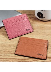 Slim Ultra-thin Wallet PU Leather Bank Credit Card Holder Short Coin Purse Black Oil Edge Card Bag Lychee Pattern Cash Clip