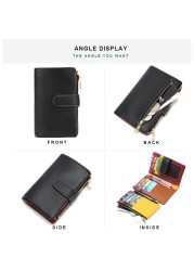 Fashion women's new small wallet multi-card zipper bag fashion buckle first layer cowhide coin purse female