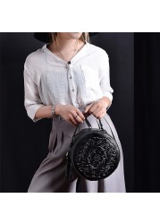 Fashion Design Women Round Bag Leather Brand Women's Circular Crossbody Shoulder Messenger Bag Ladies Purse Female Bolsa Handbag