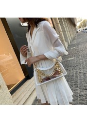 Women Hand Woven Bags Summer Clear Waterproof Chain Shoulder Crossbody Bag Female Trend Transparent Handbags Messenger Bag