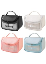 Cosmetic Storage Bag Zipper Clear Makeup Bags Handheld Outside Travel Organizer Bag Foldable Pouch for Girls Women