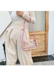 Summer Women Transparent Jelly Bag Female Hobos Beach Shoulder Bags Candy Color Ladies Underarm Bag Ladies Purse Tote Handbag