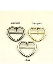 20pcs ID38mm Fashion Metal Heart Pin Buckles Strap Belt Adjust Adjuster Clasp Hook DIY Clothes Shoes Decoration Buckle