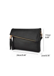 JIARO Classic Style Women's Tassel Fold Cover Sling Leather Small Crossbody Bag Handbag Purse