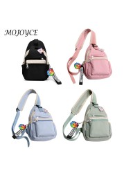 Women's Nylon Chest Bag Zipper Handbag Student Shoulder Causal Backpack For Women Student School Travel