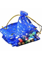 100pcs Moon Star Drawstring Organza Small Drawstring Bags Jewelry Gift Bag Pouch X7YA