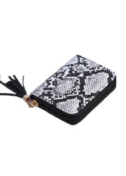 2022 The new Korean version of the snake pattern tassel basic wallet solid color small wallet women's PU wallet