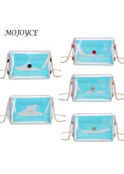 Women's laser crossbody bag PVC transparent waterproof messenger clutch tote bag for women girl outdoor shopping