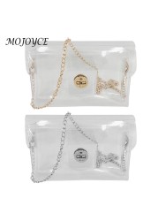 PVC Transparent Women Shoulder Bag Clear Handbag Jelly Small Phone Card Holder for Outdoor Shopping Traveling