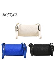 Diamond Lattice Leather Cylinder Pillow Bag Fashion Women Shoulder Bag Female Casual Chain Designer Handbags