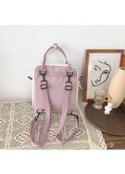 Cute Korean Style Small Backpack Women Girls Casual Nylon Messenger Bag Lightweight Zipper Cute School Bookbag Travel Bag