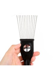 Wide Tooth Salon Use Black Metal African American Pick Comb Insert Curly Hairbrush Afro Hair Comb For Hair Styling Tool