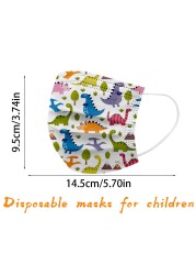 10/50pcs baby disposable face mask masque colorful four layer with dinosaur Meltblown printed lace mesh kids mask mascarillas