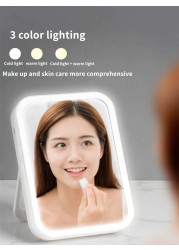 LED Makeup Mirror Touch Screen 3 Light Portable Standing Folding Vanity Mirror 5X Magnifying Compact Cosmetic Mirror