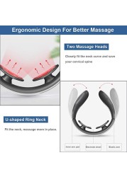 جهاز تدليك الرقبة الكهربائي 15 كثافة الاستشعار الذكية تدليك الظهر 4 طرق النبض USB قابلة للشحن عنق الرحم أداة العلاج الطبيعي
