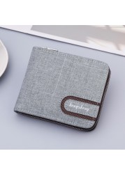 2021 New Canvas Zipper Short Men Wallet With Coin Pocket Clutch Purse Bag For Male Money Purse Denim Card Holder