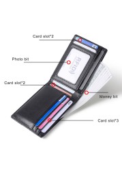 DIENQI RFID Genuine Leather Men Wallet Money Bag Slim Thin Card Wallet Men Luxury Male Small Short Wallet Bi-fold Vallet Billfold