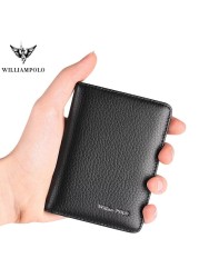 WILLIAMPOLO - Men's Slim Wallet, Luxury Genuine Leather Card Holder, Slim Wallet, New Fashion