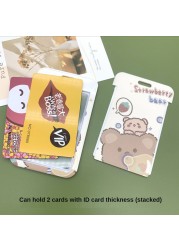 New Cute Cartoon Flocking Bear ID Credit Bank Card Holder Student Keychain Bus Card Case ID Badge Cover Women Men Pendants