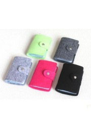 24 Slots Felt Wool Felt Women Men ID Credit Card Button Case Holder Wallet Organizer Gift Business Card ID Card Holder Wallet