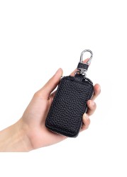 2022 New Genuine Leather Car Key Holder For Men Unisexl Keys Bag Men Leather Key Bag Women Zipper Key