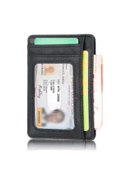 Slim rfid blocking leather wallet credit id card holder money purse for men women fashion bag