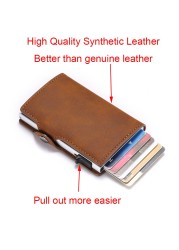 DIENQI - Leather Anti-theft Card Holder for Men and Women, Anti-magnetic, Credit Cards, Simple Wallet, Pocket Case