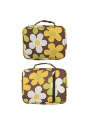 Portable Canvas Bible Cover Floral Pattern Handbag with Handle & Zippered Pocket Tote Book Holder Waterproof Cover