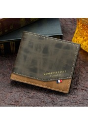 Men's Leather Wallet Business Foldable Luxury Wallet Billfold Slim Hipster Credit Card Holders Insert Coin Purses Vintage Walls