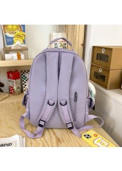 SEETIC Fashion Women School Bags Solid Color Famale Backpack Waterproof Nylon Student Backpack Women Casual School Bag