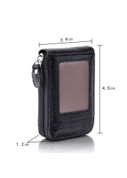 Men Wallet Genuine PU Leather Credit Card Holder RFID Blocking Zipper Pocket Men Bag Multi Card Zipper