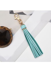 Fringe PU Leather Tassel Keychains Rhodium Key Holder Metal Key Charm Key Ring Bag Auto Car Pendant Hot Sale Jewelry