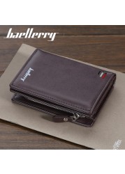 Baellerry قصيرة الرجال محافظ موضة جديدة حامل بطاقة متعددة الوظائف الجهاز محفظة جلدية للذكور سستة المحفظة مع عملة جيب