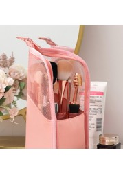 Travel Makeup Brush Bag Portable Cosmetic Brush Holder Organizer Waterproof Stand Makeup Brush Purse Zipper Cosmetic Bag