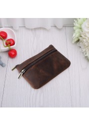 Cowhide Slim Coin Purse Women Coin Purse Men Zipper Around Wallet Card Holder