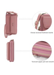 Designer Women Shoulder Bag Leather Wallet Women Wallet Double Zippers Female Clutch Wallet Crossbody Bag For Lady Bolsa Feminina