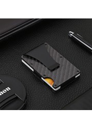 Rfid Carbon Fiber Mini Wallet Men Small Wallet Slim Thin Smart Pocket Card Wallet