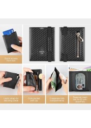 DIENQI Carbon Fiber Men Wallets Card Holder Money Bags Slim Thin Wallet Small Purse Male Black Wallet Vertical Walet 2021 Vallet