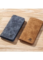 New Fashionable Men's Leather ID Credit Multiple Card Holder Clutch Coin Long Retro Wallet Slim Vintage Frosted Wallet Pockets