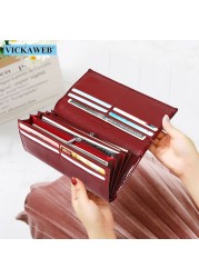 Genuine Leather Long Wallet With Magnetic Closure For Women Free Gift Fashion Wallet