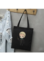 Draco Malfoy Shopping Bags Shopper Travel Bags Canvas Woman Tote Mom Designer Canvas Bags Cheap Printed Shopping Tote